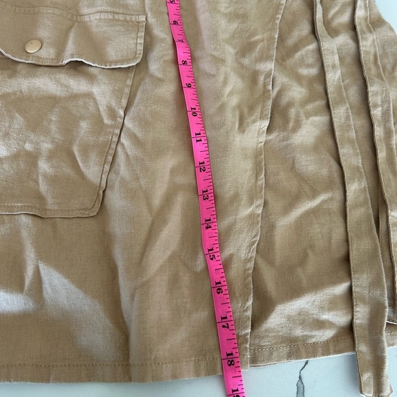 Rachel Roy Linen blend Faux Wrap Skirt Size large Beige Tan with Pocket beach - Picture 8 of 8